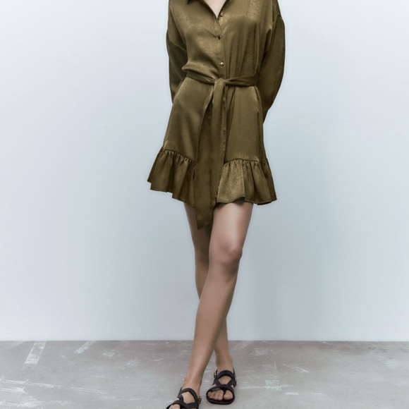 Zara satin effect shirt black dress - Picture 2 of 7